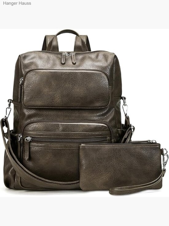 Vintage Pu Leather Convertible Backpack With Wristlet main image 5